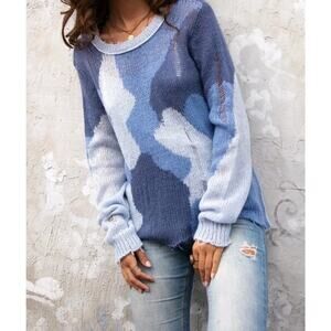 Wooden Ships Camo Oliver Crewneck Lightweight Sweater in Scandia Blue size XS
